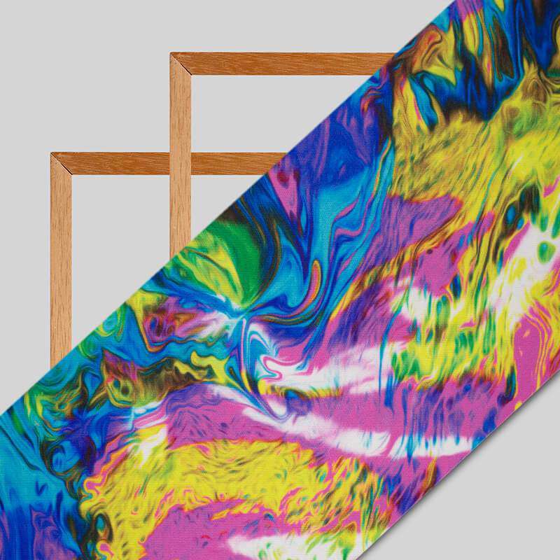 Multi-Color Abstract Pattern Digital Print Lycra Fabric (Width 58 Inches) - Fabcurate