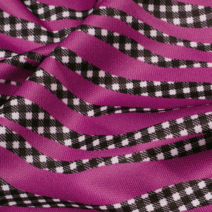 Purple And Black Geometric Pattern Digital Print Lycra Fabric (Width 58 Inches)