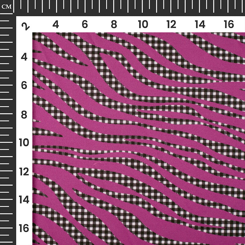 Purple And Black Geometric Pattern Digital Print Lycra Fabric (Width 58 Inches)