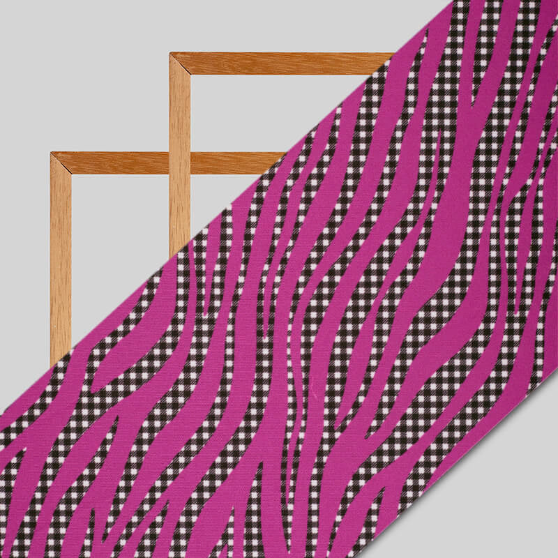Purple And Black Geometric Pattern Digital Print Lycra Fabric (Width 58 Inches)