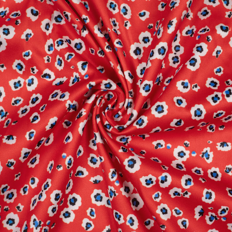 Red Floral Pattern Digital Print Lycra Fabric (Width 58 Inches) - Fabcurate