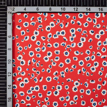 Red Floral Pattern Digital Print Lycra Fabric (Width 58 Inches) - Fabcurate