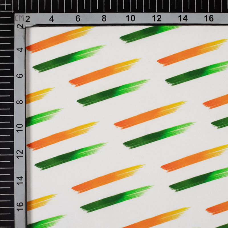 Tricolor Abstract Pattern Digital Print American Crepe Fabric - Fabcurate