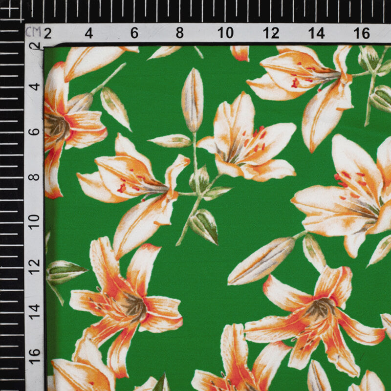 Tricolor Floral Pattern Digital Print American Crepe Fabric - Fabcurate