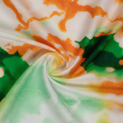 Tricolor Abstract Pattern Digital Print American Crepe Fabric - Fabcurate