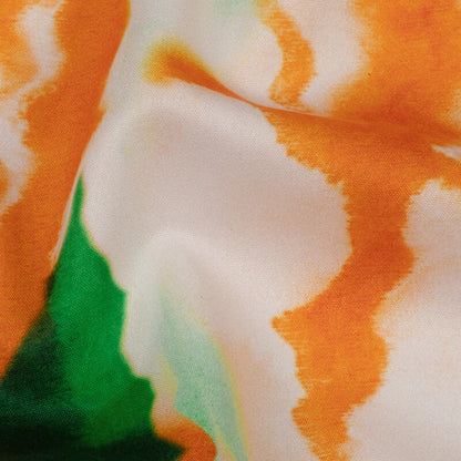 Tricolor Abstract Pattern Digital Print American Crepe Fabric - Fabcurate
