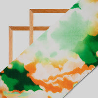Tricolor Abstract Pattern Digital Print American Crepe Fabric - Fabcurate