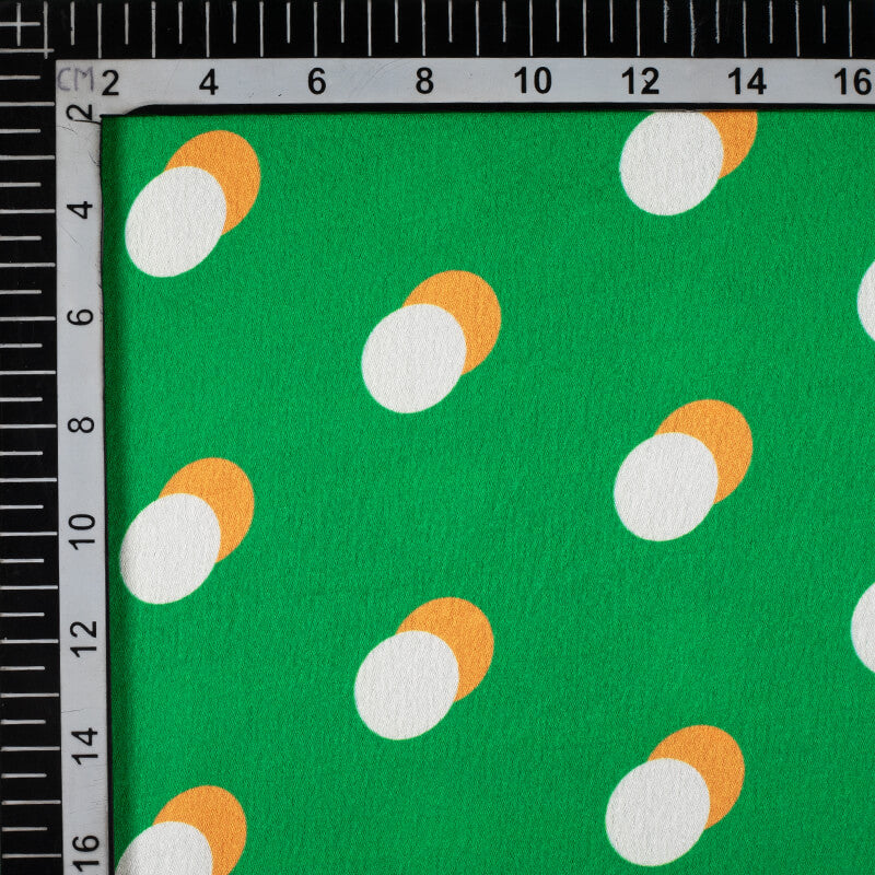 Tricolor Polka Pattern Digital Print Japan Satin Fabric - Fabcurate