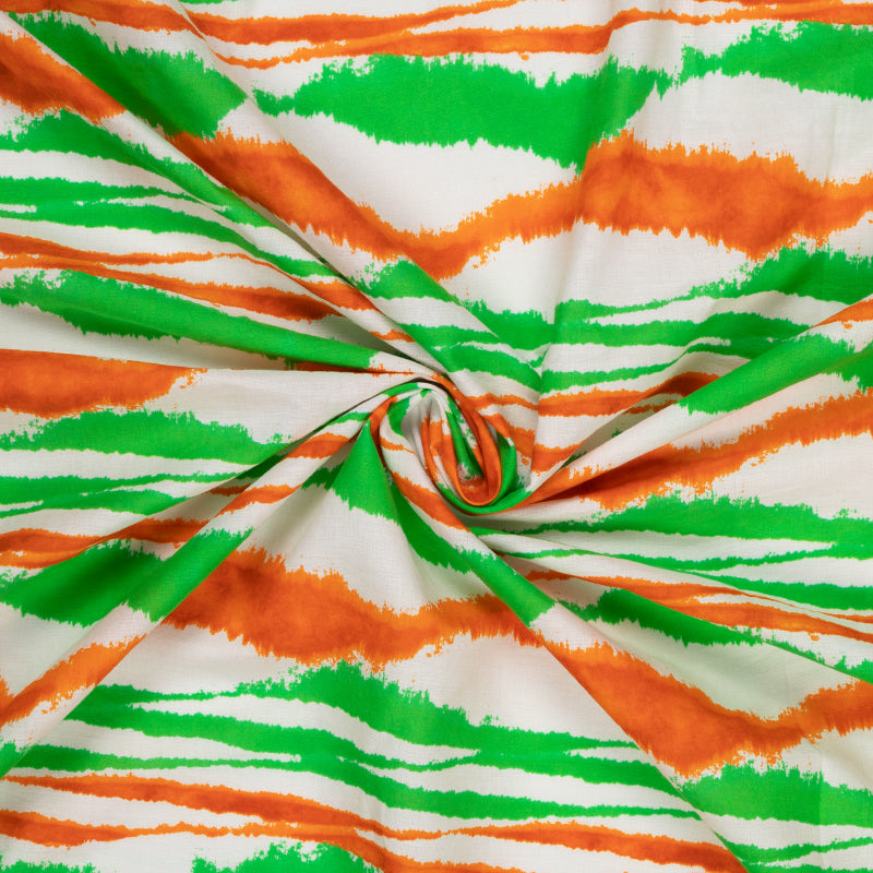 Tricolor Tie & Dye Pattern Digital Print Cotton Cambric Fabric - Fabcurate