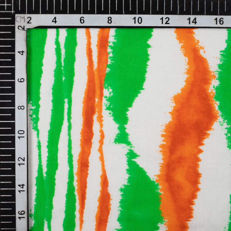 Tricolor Tie & Dye Pattern Digital Print Cotton Cambric Fabric - Fabcurate