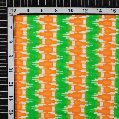 Tricolor Chevron Pattern Digital Print Cotton Cambric Fabric - Fabcurate