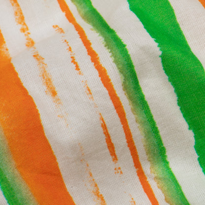 Tricolor Stripes Pattern Digital Print Cotton Cambric Fabric