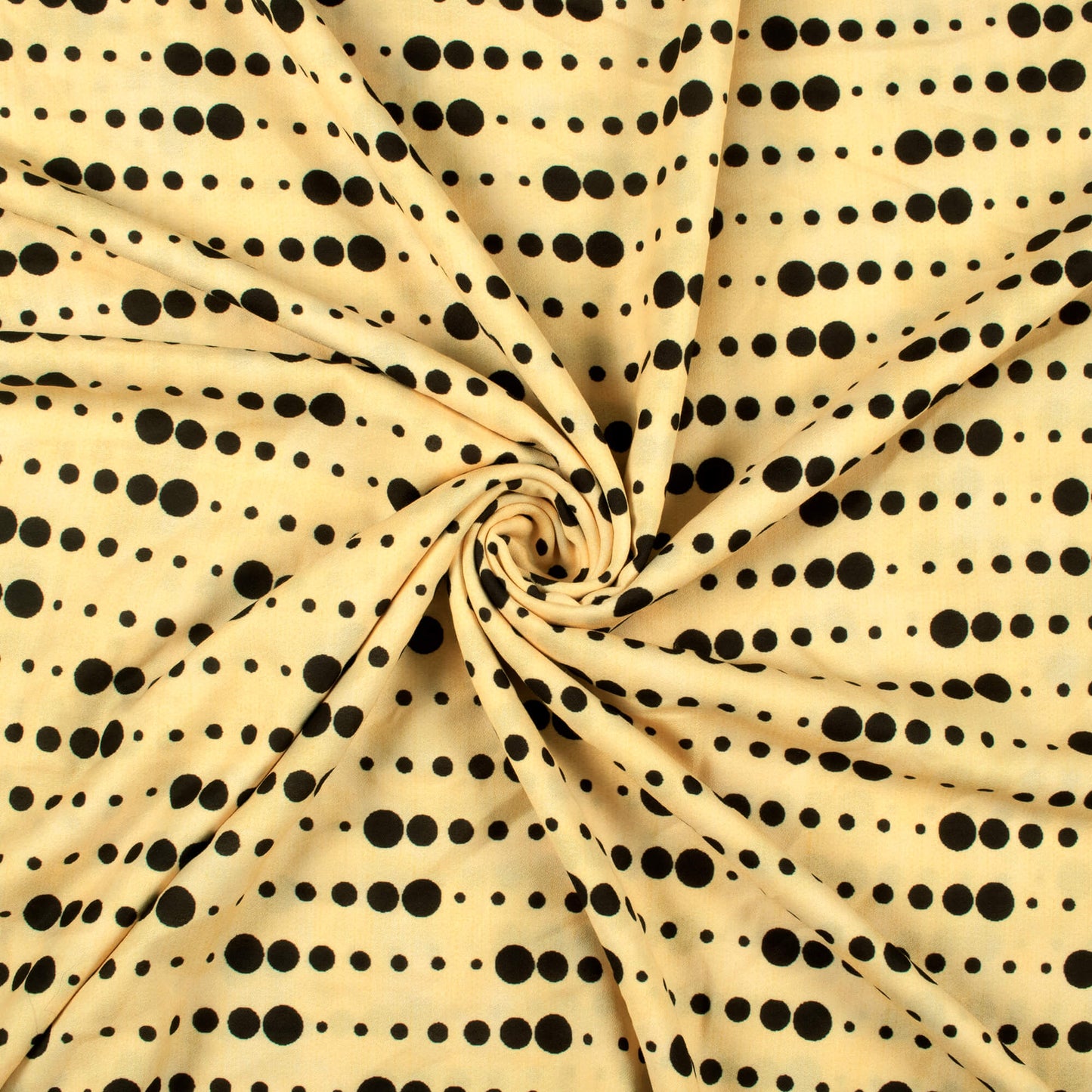Cream Polka Dots Pattern Digital Print Moss Crepe Fabric
