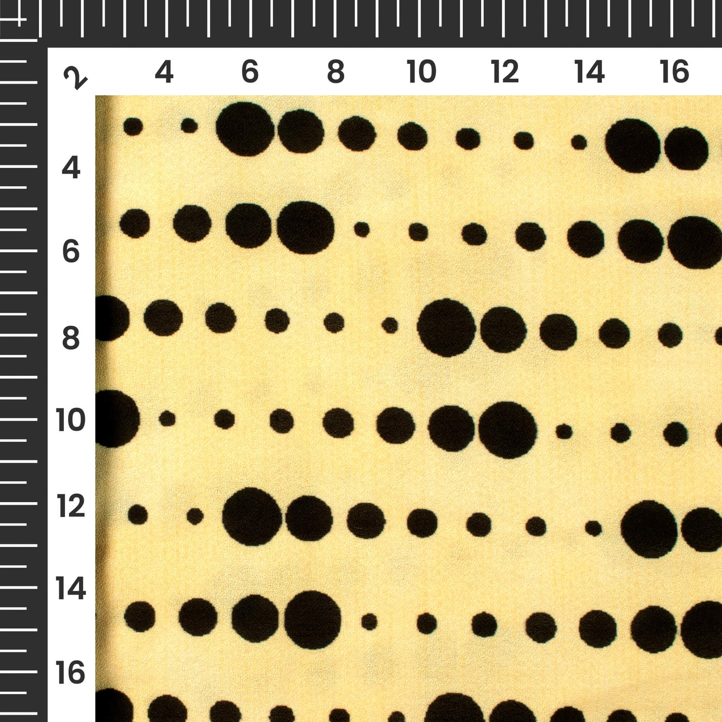 Cream Polka Dots Pattern Digital Print Moss Crepe Fabric