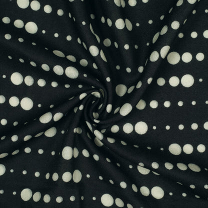 Black Polka Dots Pattern Digital Print Moss Crepe Fabric - Fabcurate