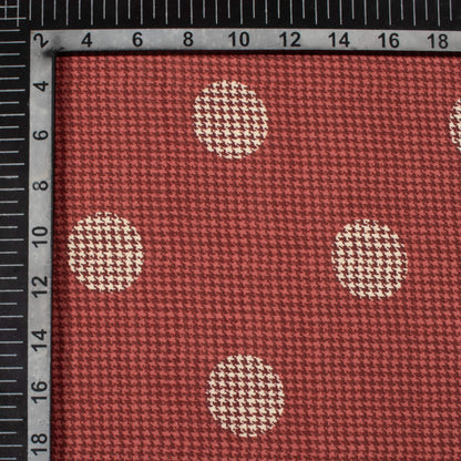 Maroon Polka Dots Pattern Digital Print Moss Crepe Fabric