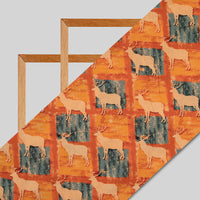 Orange Animal Pattern Digital Print Cotton Cambric Fabric