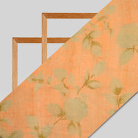 Brown And Orange Floral Pattern Digital Print Viscose Uppada Silk Fabric