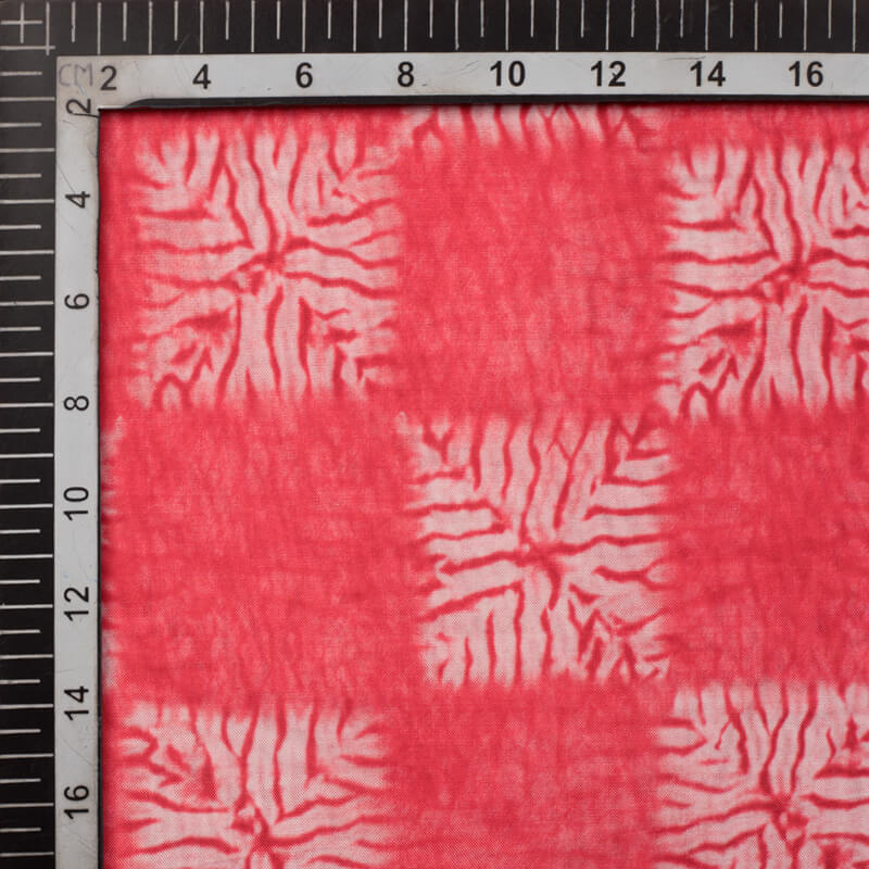 Pink And White Shibori Pattern Digital Print Viscose Uppada Silk Fabric