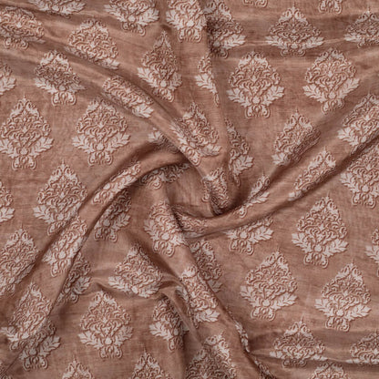 Brown Mugal Pattern Digital Print Viscose Uppada Silk Fabric