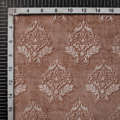 Brown Mugal Pattern Digital Print Viscose Uppada Silk Fabric