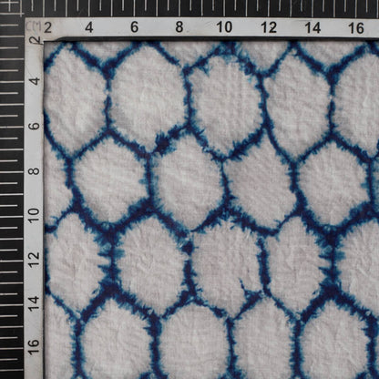 Blue And Grey Shiiborii Pattern Digital Print Viscose Uppada Silk Fabric