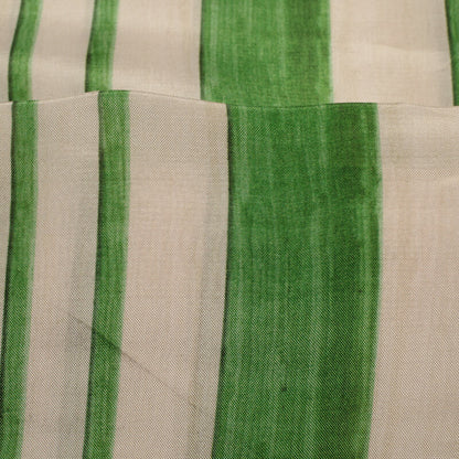 Cream And Green Stripes Pattern Digital Print Viscose Uppada Silk Fabric