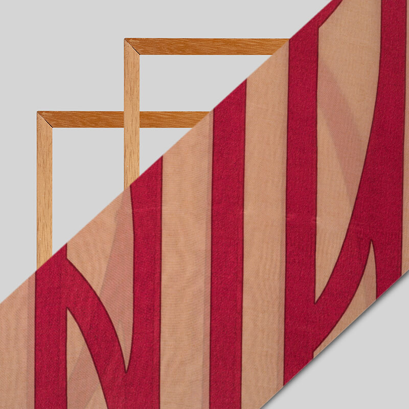 Beige And Red Stripes Pattern Digital Print Viscose Uppada Silk Fabric