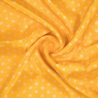 Yellow And White Bandhanii Pattern Digital Print Viscose Uppada Silk Fabric