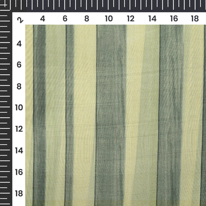 Cream And Grey Stripes Pattern Digital Print Viscose Uppada Silk Fabric