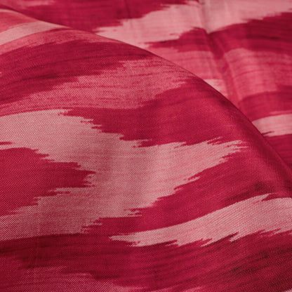 Red And Pink Ikkat Pattern Digital Print Viscose Uppada Silk Fabric