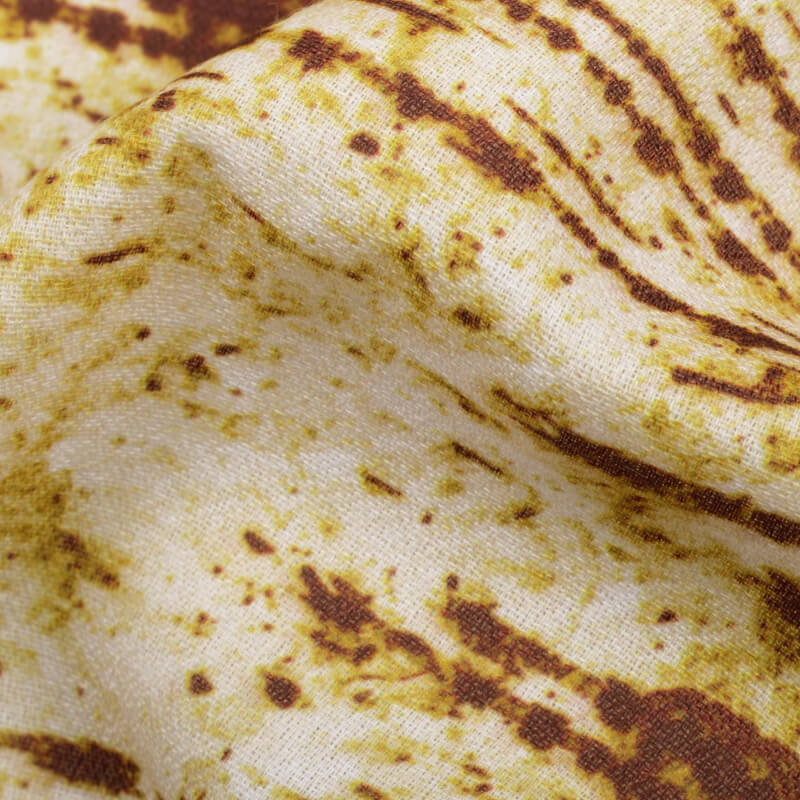 Gold And Brown Tie & Dye Pattern Digital Print Moss Crepe Fabric