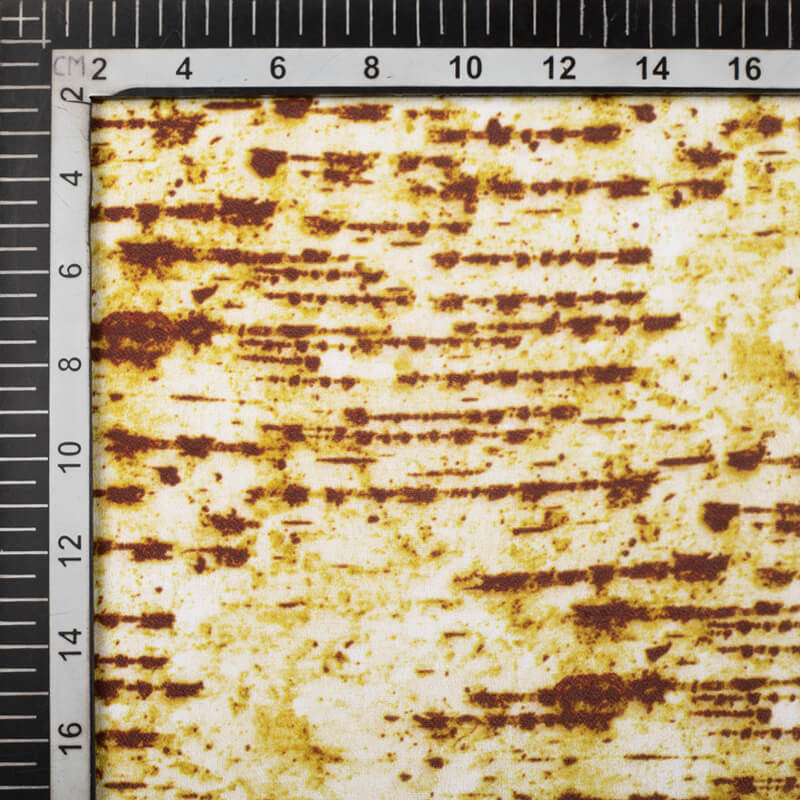 Gold And Brown Tie & Dye Pattern Digital Print Moss Crepe Fabric