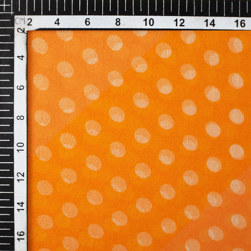Yellow And Cream Polka Dots Pattern Digital Print Bemberg Chiffon Fabric