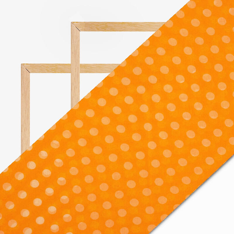 Yellow And Cream Polka Dots Pattern Digital Print Bemberg Chiffon Fabric