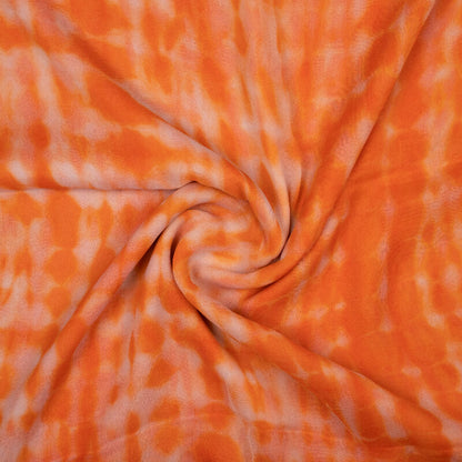 Orange And White Tye And Dye Pattern Digital Print Bemberg Chiffon Fabric