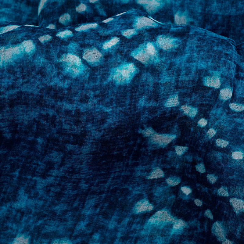 Blue And White Geometric Pattern Digital Print Bemberg Chiffon Fabric