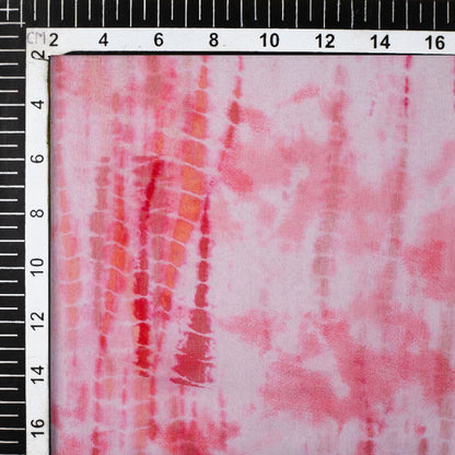 White And Pink Tye And Dye Pattern Digital Print Bemberg Chiffon Fabric