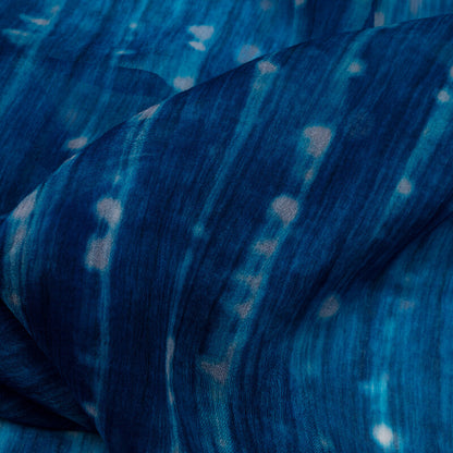 Blue And White Tye And Dye Pattern Digital Print Bemberg Chiffon Fabric