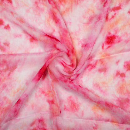 Pink And White Tye And Dye Pattern Digital Print Bemberg Chiffon Fabric