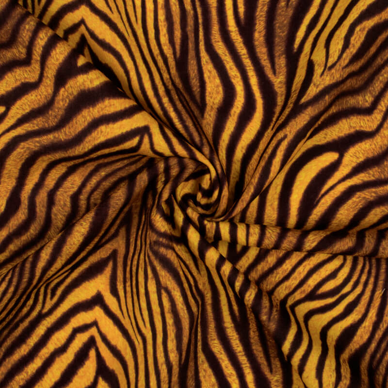 Black And Honey Yellow Animal Digital Print Rayon Fabric - Fabcurate
