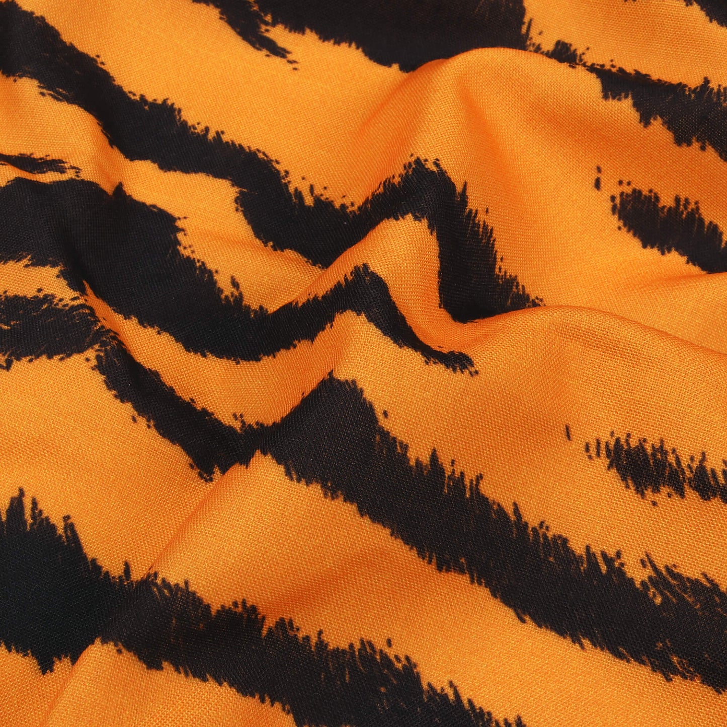 Black And Orange Animal Digital Print Rayon Fabric