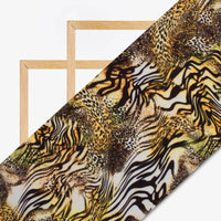 Black And Yellow Animal Digital Print Rayon Fabric - Fabcurate