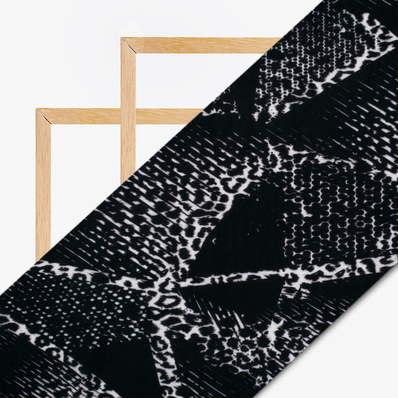 Black And White Animal Digital Print Rayon Fabric - Fabcurate