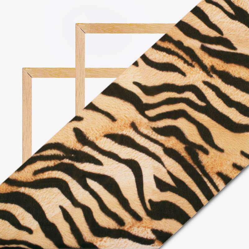 Black And Pastle Peach Tiger Animal Digital Print Georgette Fabric - Fabcurate
