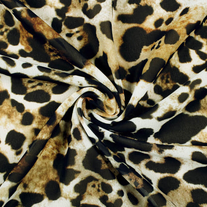 Black And Cream Animal Digital Print Georgette Fabric
