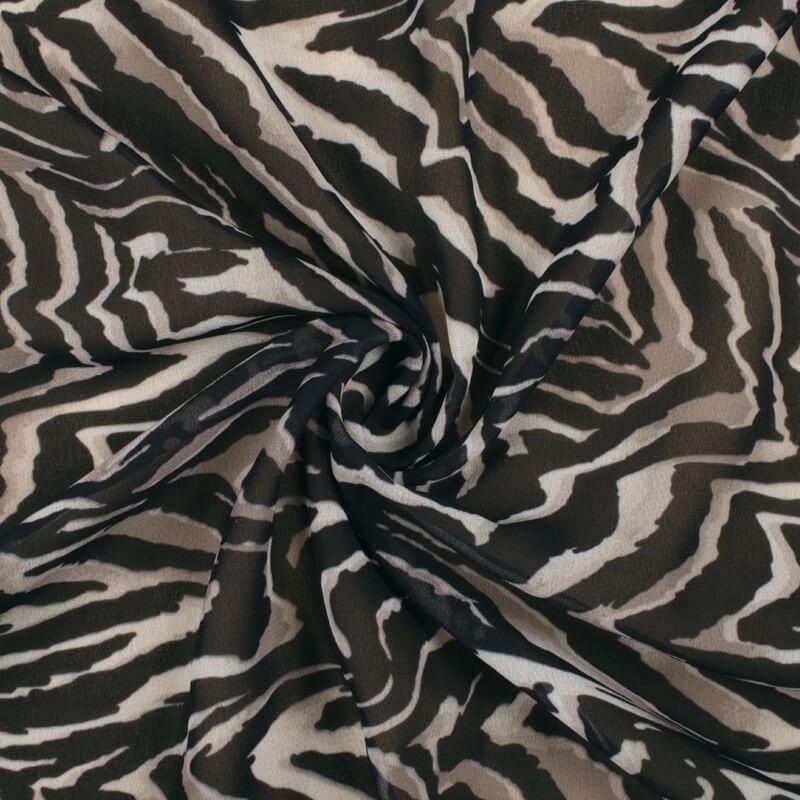 Black And Coffee Cream Zebra Animal Digital Print Georgette Fabric - Fabcurate