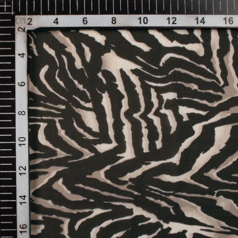 Black And Coffee Cream Zebra Animal Digital Print Georgette Fabric - Fabcurate