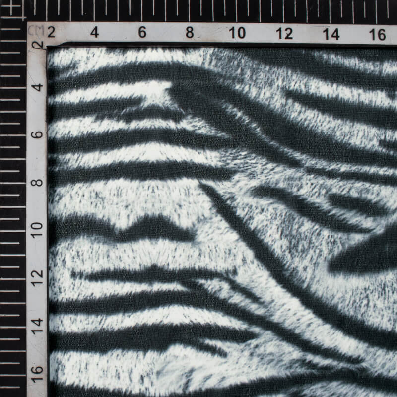 Black And White Tiger Animal Digital Print Georgette Fabric