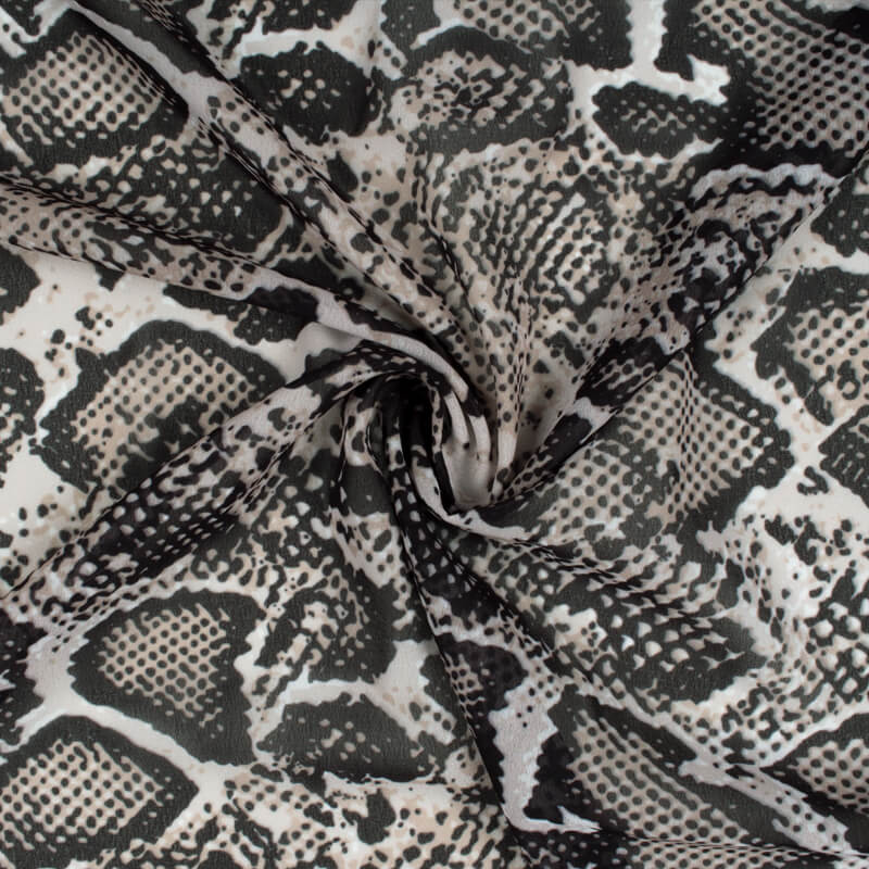 Black And Coffee Cream Snake Animal Digital Print Georgette Fabric